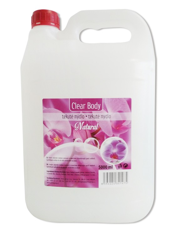 Tek.mýdlo Clear Body Natural bílé 5l | Toaletní mycí prostředky - Tekutá mýdla - Bez dávkovače